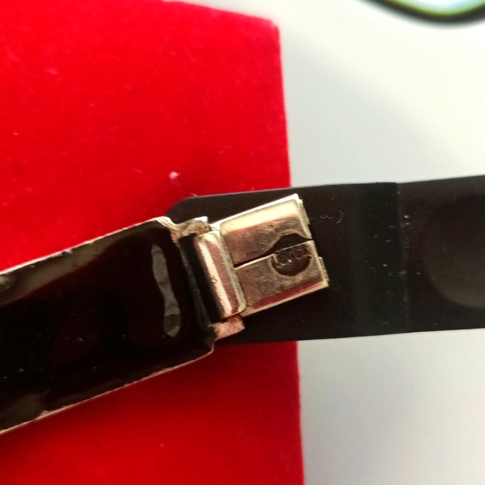 Perli Werkstatte Germany 1950s Enamel Copper/Sterling Link Fish Bracelet Marked - Picture 8 of 9